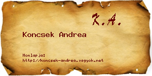 Koncsek Andrea névjegykártya